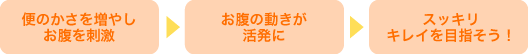 便のかさを増やしお腹を刺激→お腹の動きが活発に→スッキリキレイを目指そう!